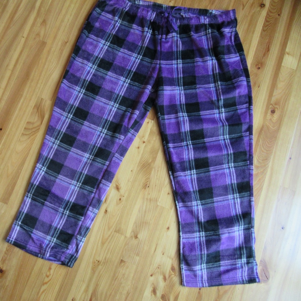 NWOT Medalist XXL Purple Plaid Fleece Lounge Pants